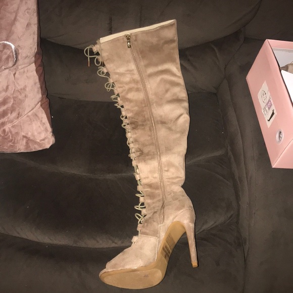 Shoes - Thigh high open toe heals